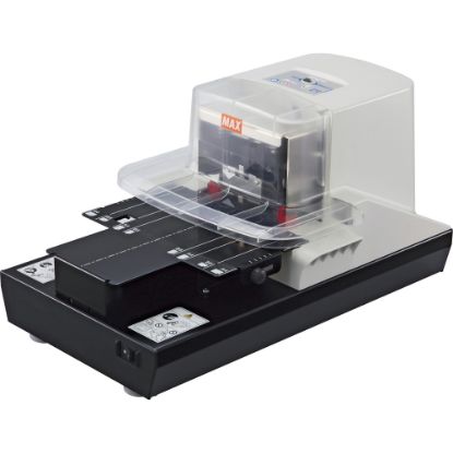 Picture of MAX Electronic Stapler - 100 of 80g/m2 Paper Sheets Capacity - 0.87in Throat Depth - 1 Each - Black, White