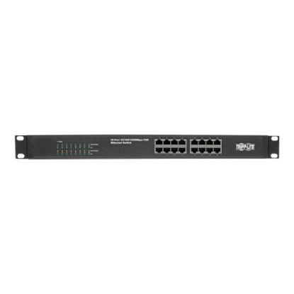 Picture of Tripp Lite 16-Port 10/100/1000 Mbps 1U Rack-Mount/Desktop Gigabit Ethernet Unmanaged Switch with PoE+, 230W, Metal Housing - Switch - unmanaged - 16 x 10/100/1000 (PoE+) - rack-mountable - PoE+ (230 W)