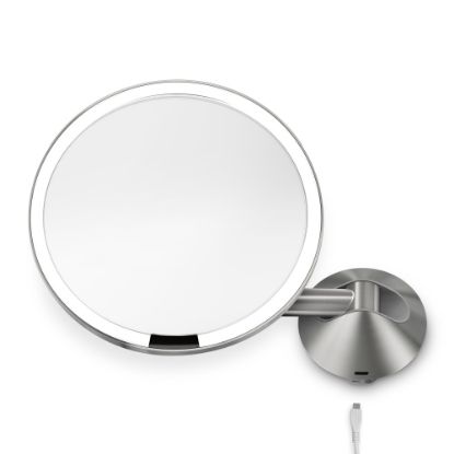 Picture of simplehuman Sensor 5X Magnification Wall-Mount Makeup Mirror, 8in, Stainless Steel