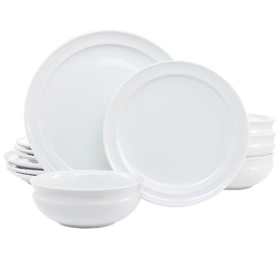 Picture of Martha Stewart 12-Piece Fine Ceramic Rimmed Dinnerware Set, White