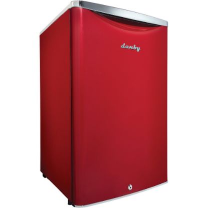 Picture of Danby 4.4 Cu.Ft. Compact Refrigerator - 4.40 ft� - Auto-defrost - Auto-defrost - Reversible - 4.40 ft� Net Refrigerator Capacity - Red - Metallic - Chrome