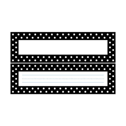 Picture of Barker Creek Single-Sided Desk Tags/Bulletin Board Signs, 12in x 3 1/2in, Black-And-White Dots, Pre-K To Grade 6, Pack Of 36