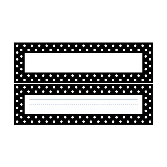 Picture of Barker Creek Single-Sided Desk Tags/Bulletin Board Signs, 12in x 3 1/2in, Black-And-White Dots, Pre-K To Grade 6, Pack Of 36