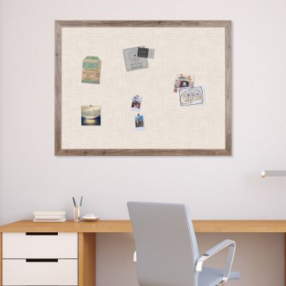 Picture of U Brands Linen Bulletin Board, 48in X 36in, Rustic Wood Frame, Actual Size 47in X 35in (4894U00-01)