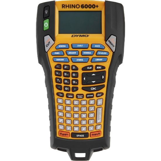 Picture of Dymo Rhino 6000+ Industrial Label Maker - 180 dpi - LCD Screen - Black, Yellow - PC - for Industry