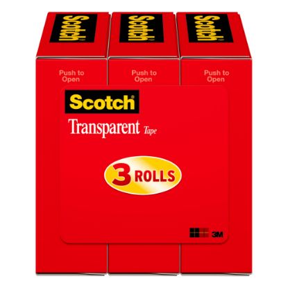 Picture of Scotch Transparent Tape, 3/4 in x 1000 in, 3 Tape Rolls, Clear, Home Office and School Supplies