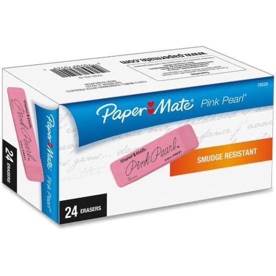 Picture of Paper Mate Pink Pearl Erasers, Medium, Box Of 24