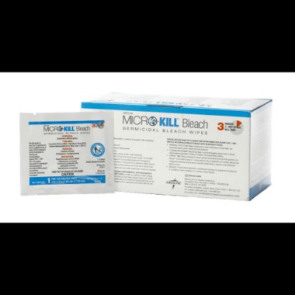 Picture of Medline Micro-Kill+ Bleach Germicidal Bleach Wipes, 3in x 3in, White, Box Of 100