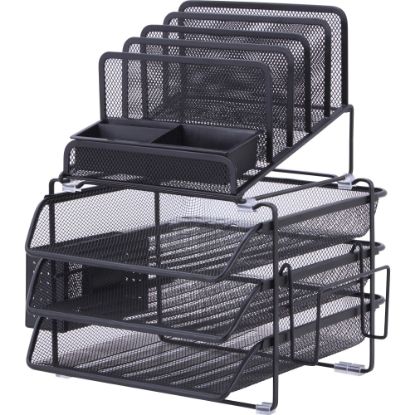 Picture of Lorell Mesh 4-Tier Desk Organizer, Black