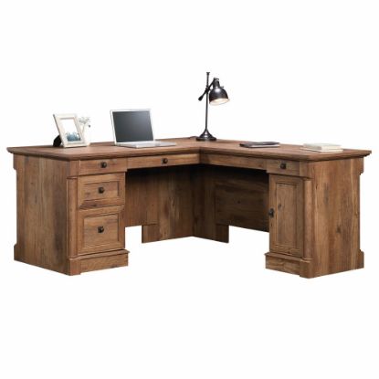 Picture of Sauder Palladia 66inW L-Shaped Corner Desk, Vintage Oak