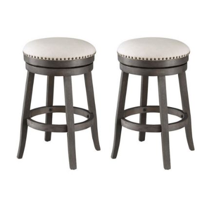 Picture of Coast to Coast Swivel Counter Stools, Cream/Gray, Set Of 2 Stools