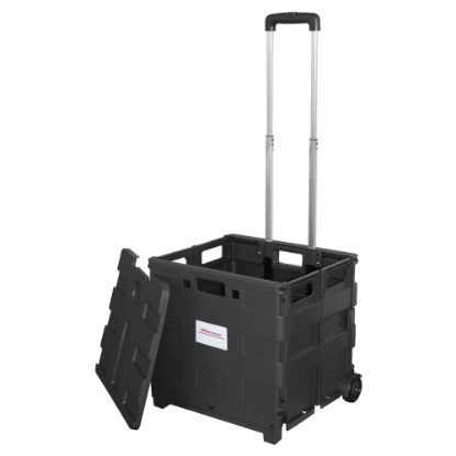 Picture of Office Depot Brand Mobile Folding Cart With Lid, 16inH x 18inW x 15inD, Black