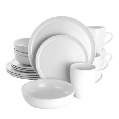 Picture of Gibson Elite Serenade 16-Piece Round Stoneware Dinnerware Set, White