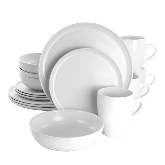 Picture of Gibson Elite Serenade 16-Piece Round Stoneware Dinnerware Set, White