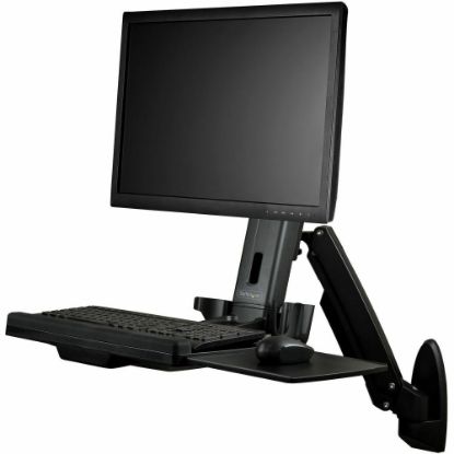 Picture of StarTech.com Wall Mounted Sit Stand Desk - For Single Monitor up to 34in - Height Adjustable Standing Desk Converter