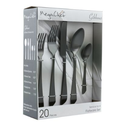 Picture of MegaChef Gibbous Stainless-Steel 20-Piece Flatware Utensil Set, Black