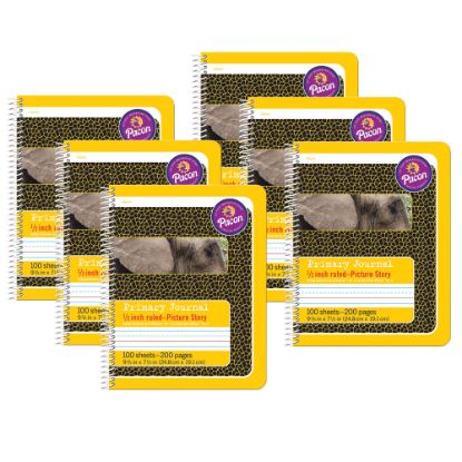 Picture of Pacon Primary Composition Books, 9-3/4in x 7-1/2in, Primary Ruled, 100 Sheets, Yellow, Pack Of 6 Books