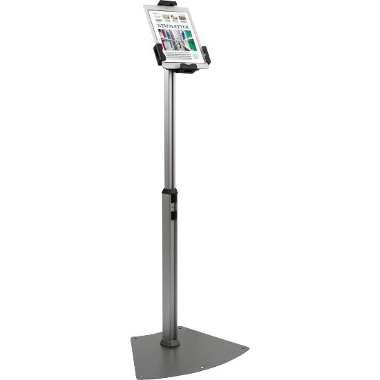 Picture of Kantek Floor Mount Tablet Kiosk Stand - Up to 10.1in Screen Support - 46.5in Height x 17.4in Width - Floor - Steel - Black, Silver, Aluminum - Locking System