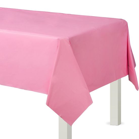 Picture of Amscan Flannel-Backed Vinyl Table Covers, 54in x 108in, New Pink, Set Of 2 Covers