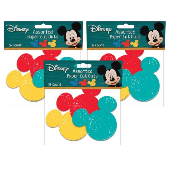 Picture of Eureka School Paper Cut Outs, 5in, Mickey Mouse, 36 Cut Outs Per Pack, Set Of 3 Packs