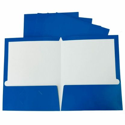 Picture of Business Source Letter Pocket Folder - 8 1/2in x 11in - 100 Sheet Capacity - 2 Internal Pocket(s) - Blue - 25 / Box