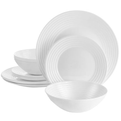 Picture of Gibson Ultra Patio 12-Piece Tempered Opal Glass Dinnerware Set, White