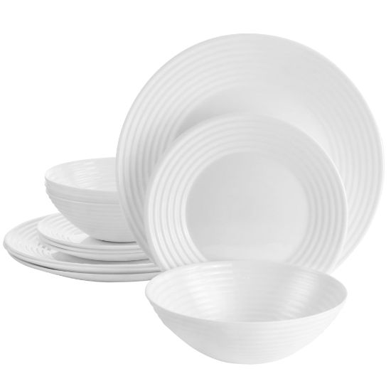 Picture of Gibson Ultra Patio 12-Piece Tempered Opal Glass Dinnerware Set, White