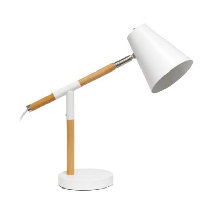 Picture of Simple Designs Black Matte and Wooden Pivot Desk Lamp