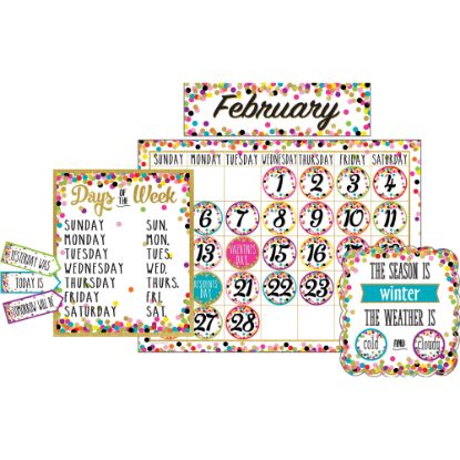 Picture of Teacher Created Resources Confetti Calendar Bulletin Board Display, Pack Of 84 Pieces