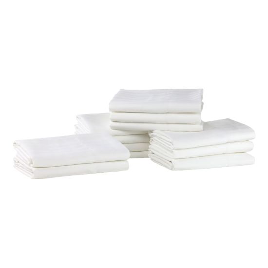 Picture of 1888 Mills Lotus Satin Stripe King Pillowcases, 42in x 46in, White, Pack Of 72 Pillowcases