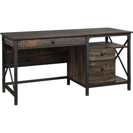 Picture of Sauder Steel River 61inW Computer Desk, Carbon Oak