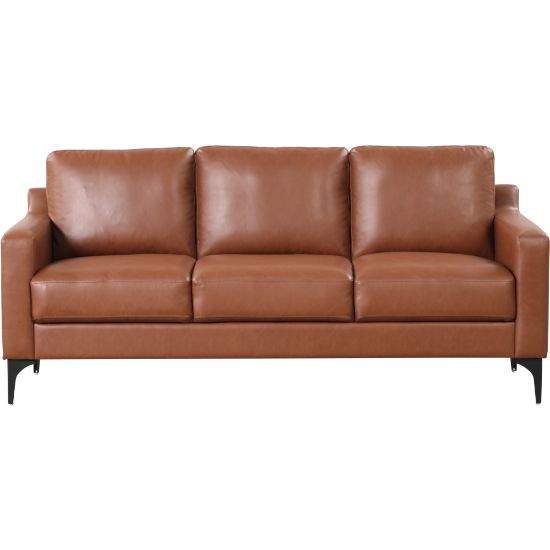 Picture of Lifestyle Solutions Serta Florence Faux Leather Sofa, 35inH x 78inW x 33-1/2inD, Brown