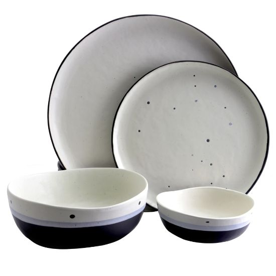 Picture of Gibson Elite Rhinebeck 16-Piece Stoneware Dinnerware Set, White/Blue