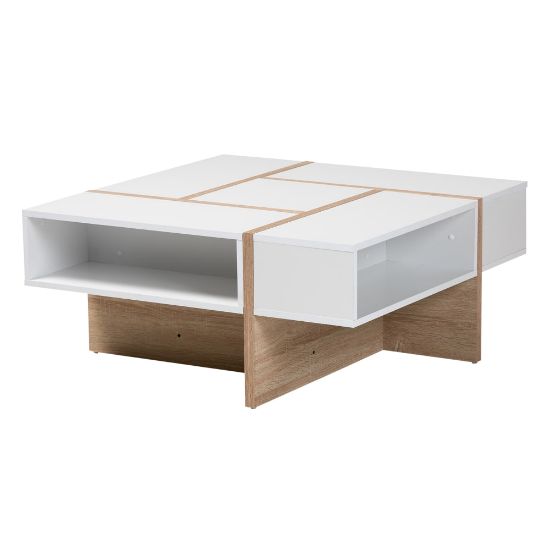 Picture of Baxton Studio Modern Coffee Table, 15-3/4inH x 34-7/16inW x 34-7/16inD, White/Oak