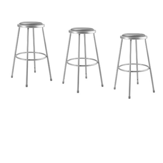 Picture of National Public Seating Vinyl-Padded Stools, 30inH, Gray, Set Of 3