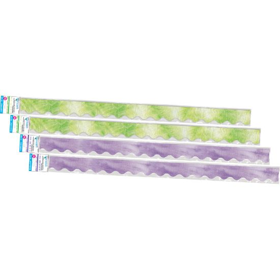 Picture of Barker Creek Double-Sided Scalloped-Edge Border Strips, 2-1/4in x 36in, Purple/Lime Tie-Dye And Ombre, Pack Of 52 Strips