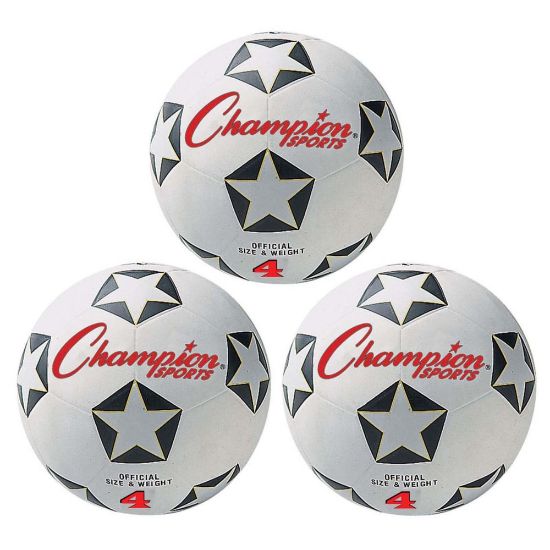 Picture of Champion Sports Rubber Soccer Balls, Size 4, Black/White, Pack Of 3 Balls