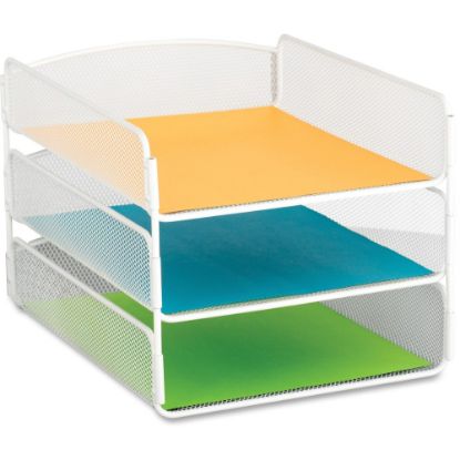 Picture of Safco Onyx Letter Tray - 3 Compartment(s) - 3 Tier(s) - 8in Height x 9.3in Width x 11.8in DepthDesktop - White - Steel - 1 Each