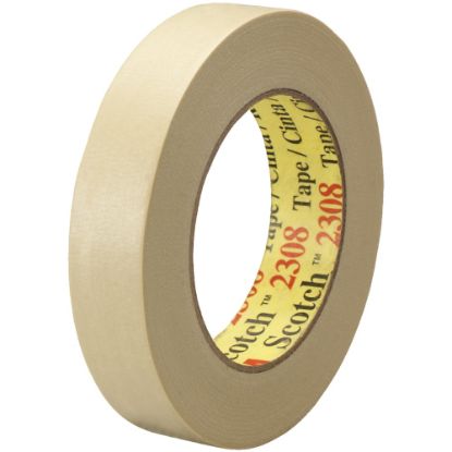 Picture of 3M 2308 Masking Tape, 3in Core, 1in x 180ft, Natural, Pack Of 12