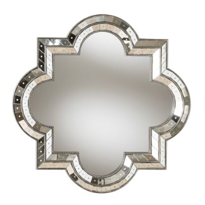 Picture of Baxton Studio Art Deco Quatrefoil Accent Wall Mirror, 34in x 34in, Antique Silver