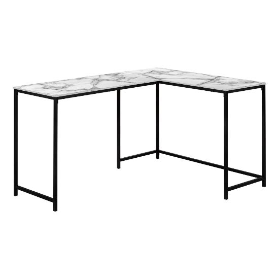 Picture of Monarch Specialties Barry 59inW L-Shaped Corner Desk, White Marble