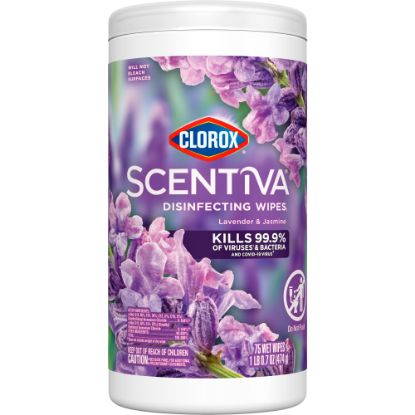 Picture of Clorox Scentiva Wipes, Bleach Free Cleaning Wipes, Lavender & Jasmine, 75 Count (60040)