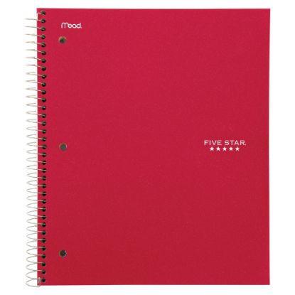 Picture of Five Star Wirebound Notebook Plus Study App, 3 Subject, College Ruled, 8 1/2in x 11in, Fire Red