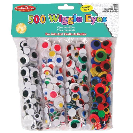 Picture of Charles Leonard Creative Arts Wiggle Eyes, Assorted Sizes/Colors, Pack Of 500 Wiggle Eyes