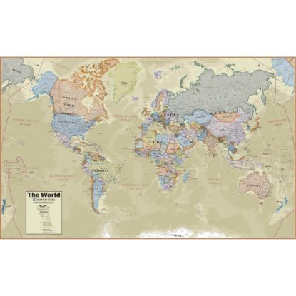 Picture of Hemispheres Boardroom Series World Laminated Wall Map, 38in x 61in