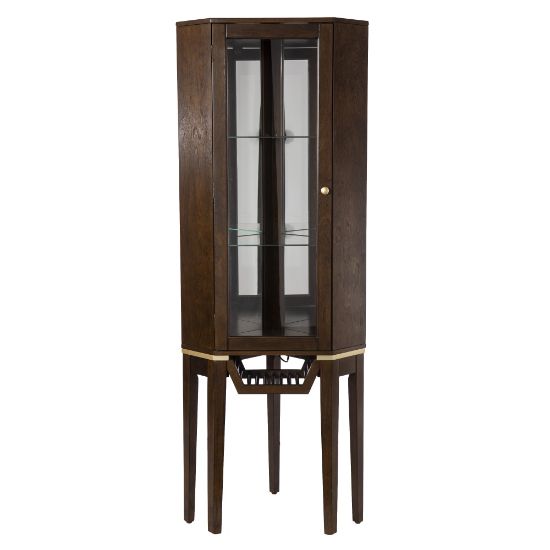 Picture of SEI Furniture Kennbeck 26inW Corner Bar Cabinet, Dark Brown