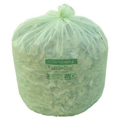 Picture of Natur Bag Compostable Trash Liners, 39 Gallons, Green, Case Of 100 Liners