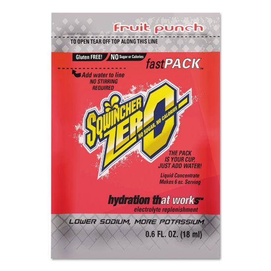 Picture of Sqwincher Fast Pack Electrolyte Replenishment Concentrate, Fruit Punch Lite, 0.6 Oz, Case of 200