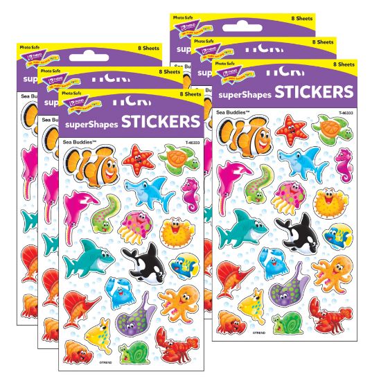 Picture of Trend superShapes Stickers, Sea Buddies, 160 Stickers Per Pack, Set Of 6 Packs