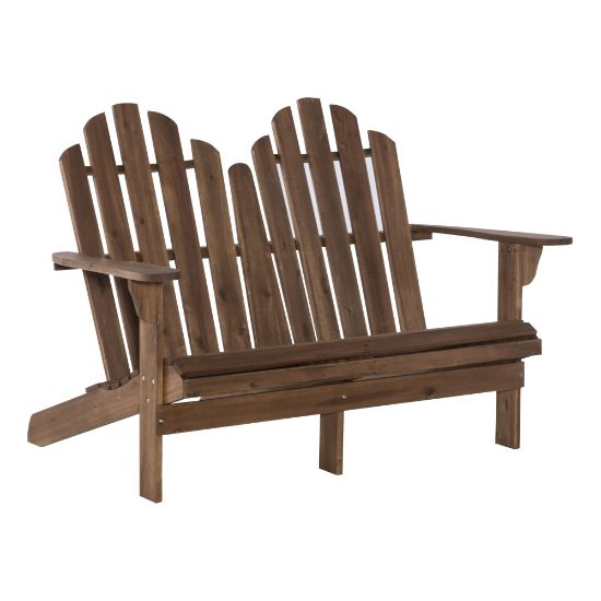 Picture of Linon Troy Adirondack Outdoor Double Bench, Teak